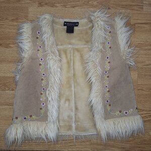 Vintage embroidered leather vest